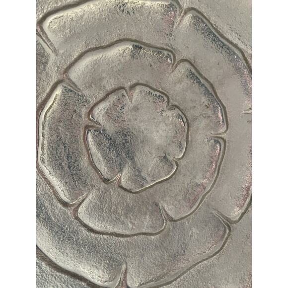 Large Polished Cast Aluminum India Floral Motif Decorative Bowl 11.75" x 3.25" - Picture 3 of 4
